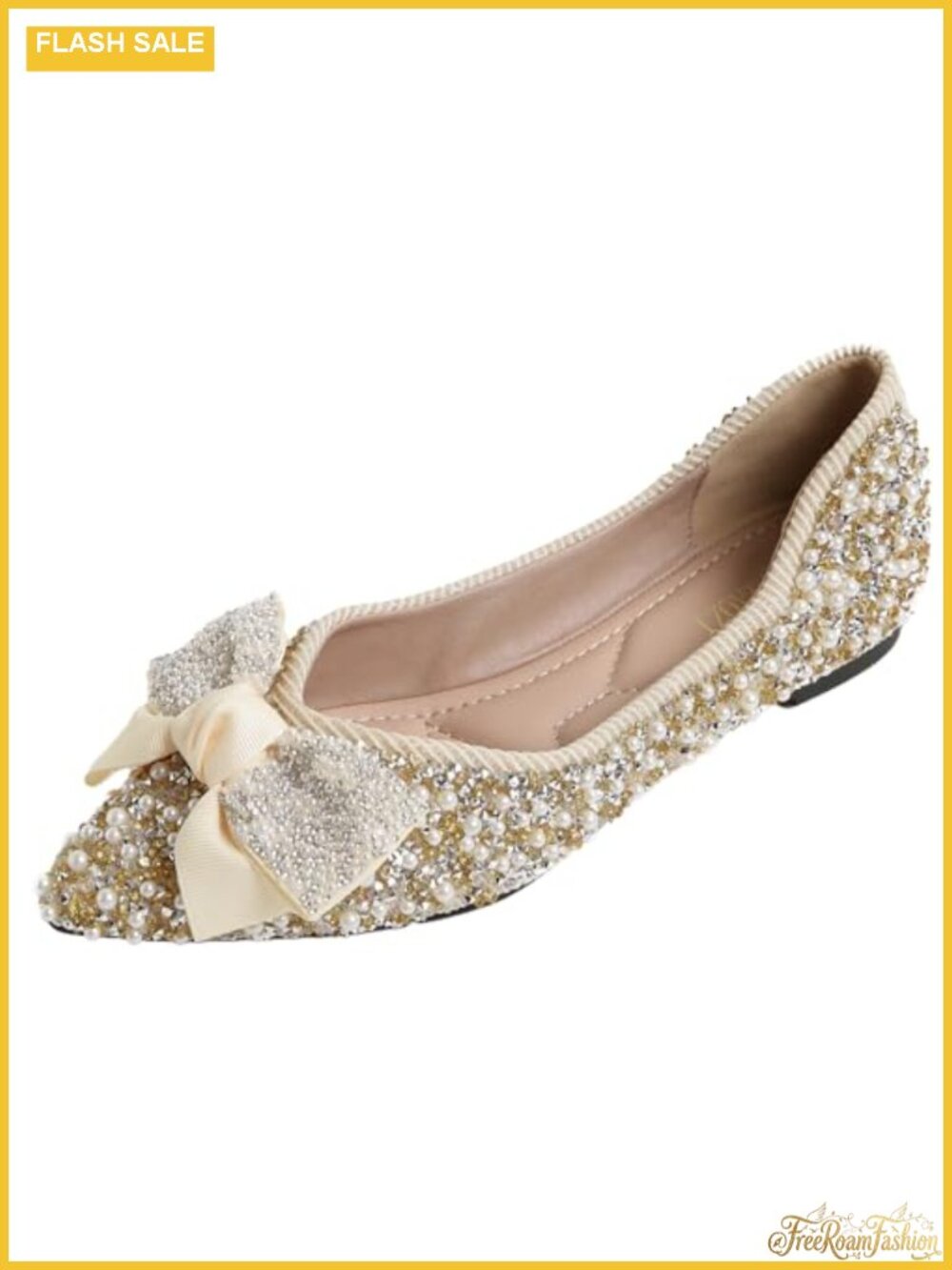 Women's Rhinestone Ballet Flats Pointed Toe Slip On Dress Shoes Suede